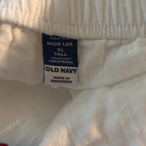 Old Navy High-Rise Crinkle Gauze Wide-Leg White Pants Sz XLT Comfort Waist - Picture 5 of 6